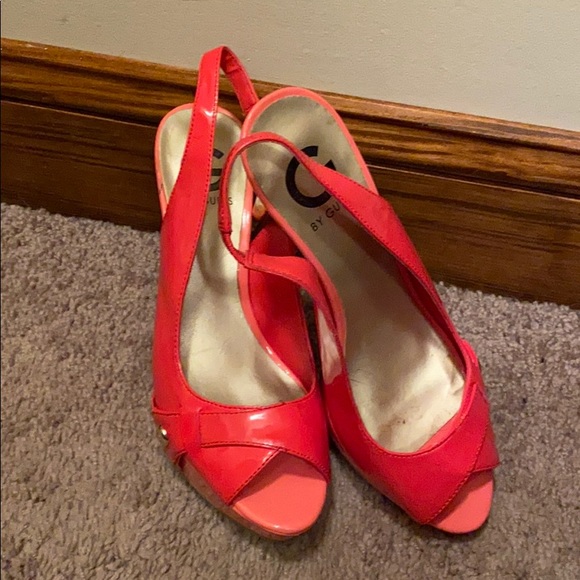 G by Guess Shoes - Pink, coral, and gold heels
